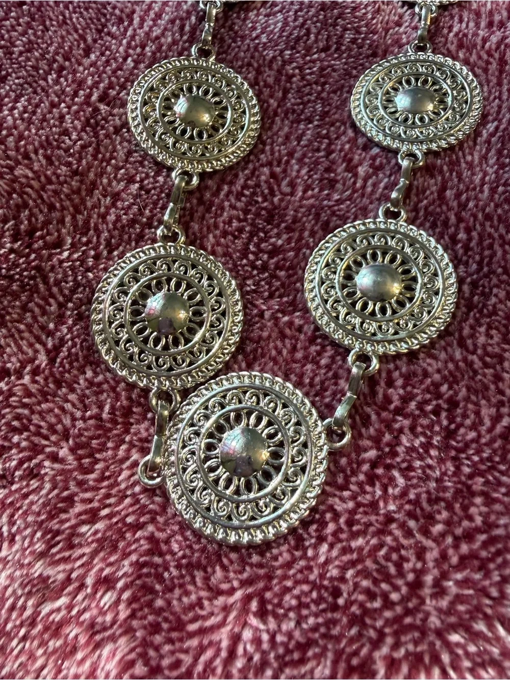 Silver Filigree Disc Belt